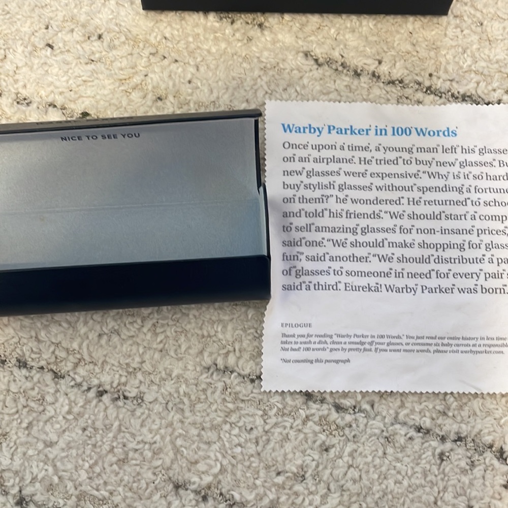Warby Parker Clamshell Glasses Case, Cloth & Box